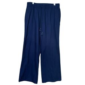 Vineyard Vines Women's Linen Pants Small Blue Coastal Preppy Beach Boho Casual
